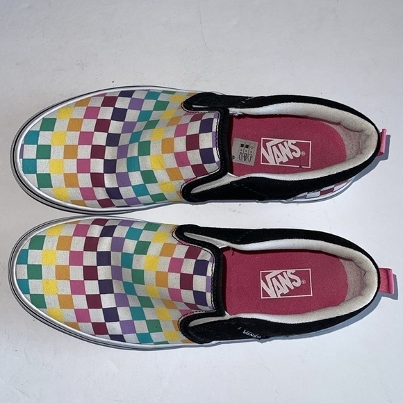 Vans Rainbow Checkerboard Slip On Skater Shoes - Picture 7 of 8